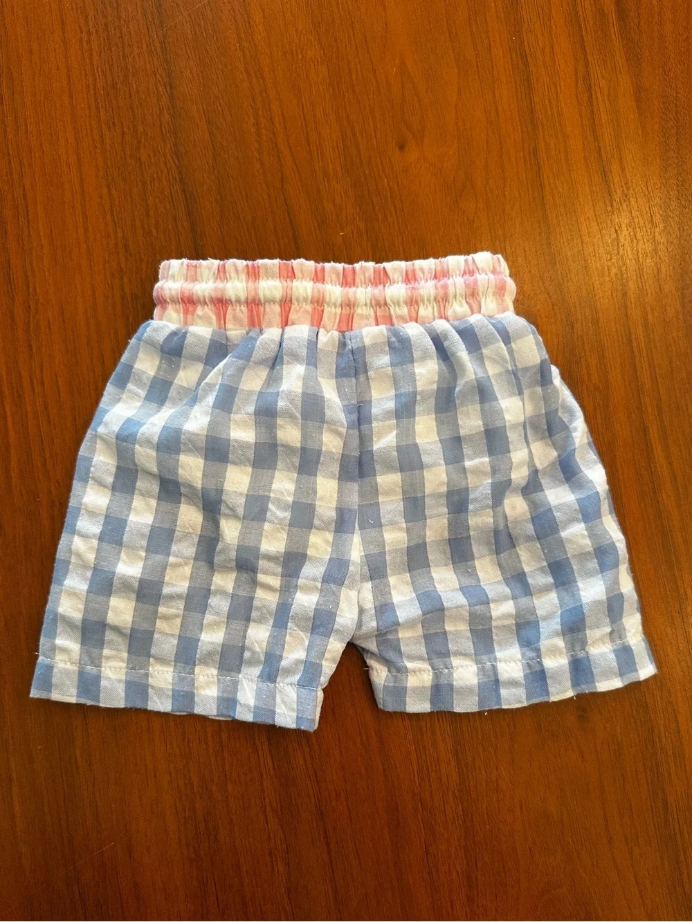 Cecil & Lou baby boy Blue Gingham Swin Shorts with Pink Waistband size 3 months